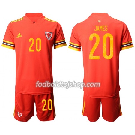 Wales Daniel James 20 Børn Hjemme Fodboldsæt Euro 2020 S/S (+ Korte bukser)